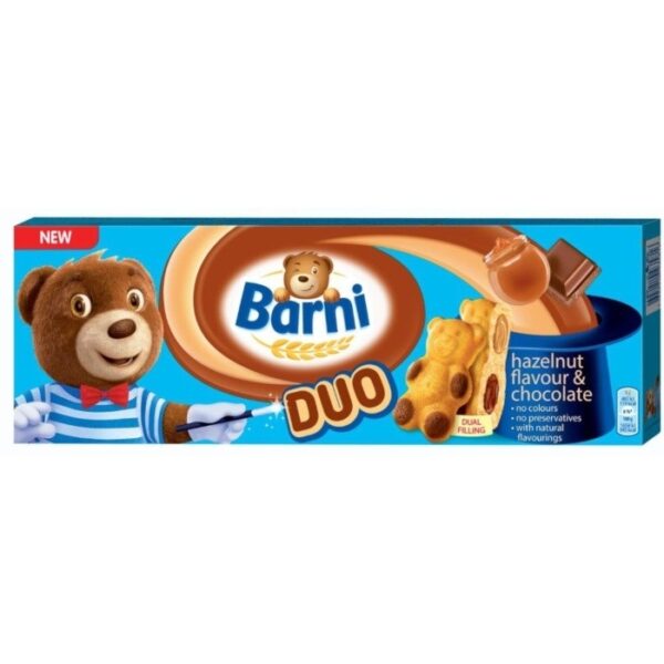 BISCUITS BARNI DUO HAZELNUT FLAVOR CHOCOLATE 150g